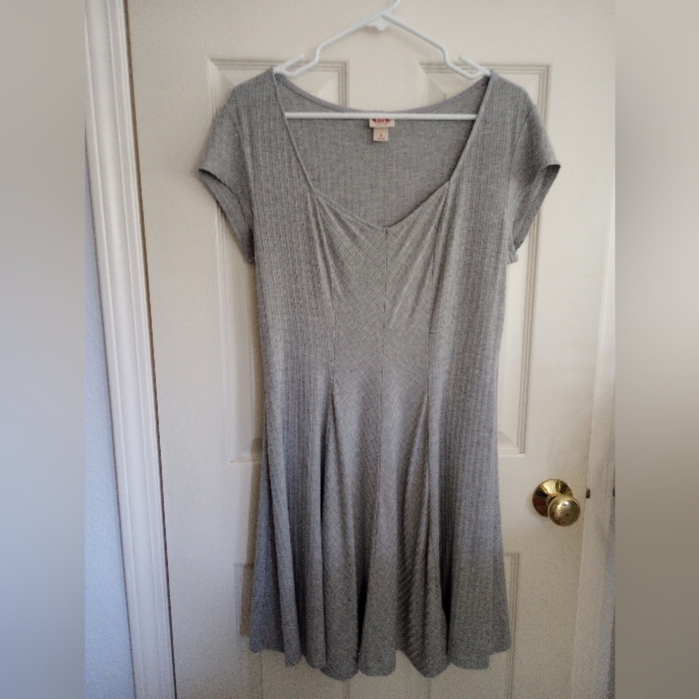 Mossimo Supply Co. Ribbed Grey Dress Sz L skater fit flare style